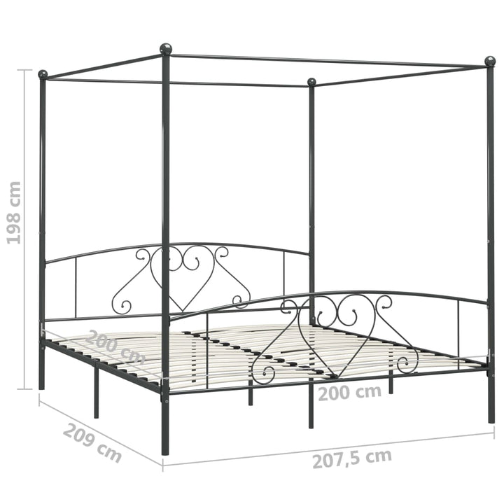 sengestel til himmelseng 200 x 200 cm metal grå