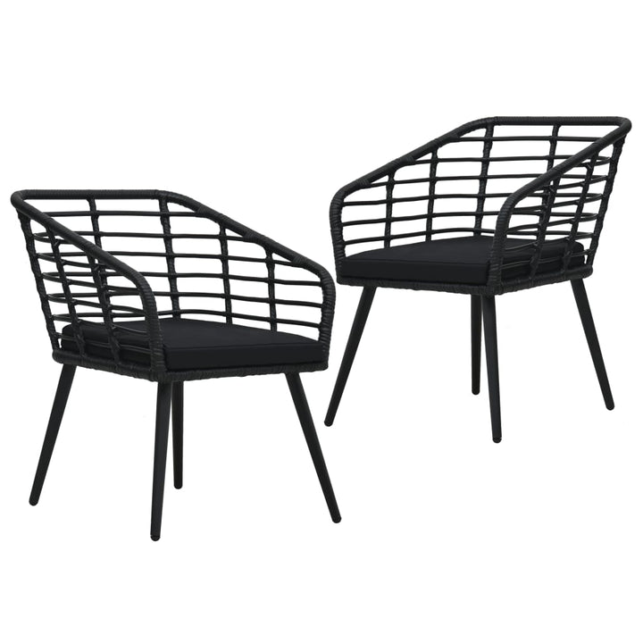 havestole med hynder 2 stk. polyrattan sort