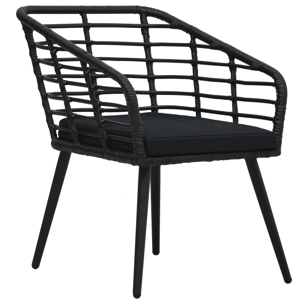 havestole med hynder 2 stk. polyrattan sort