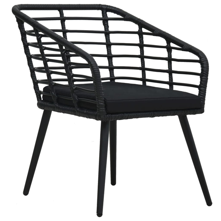 havestole med hynder 2 stk. polyrattan sort