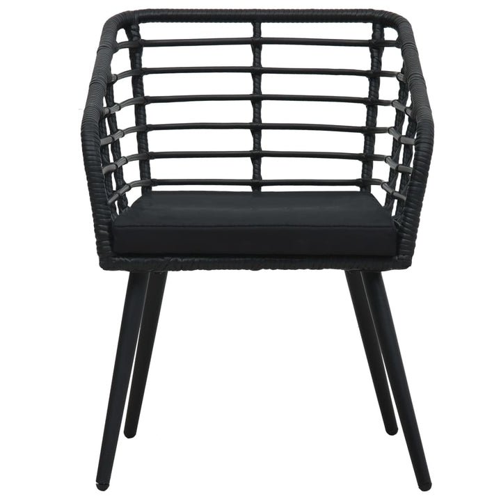 havestole med hynder 2 stk. polyrattan sort