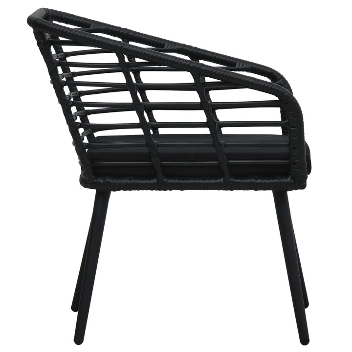 havestole med hynder 2 stk. polyrattan sort