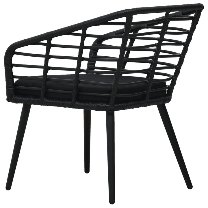 havestole med hynder 2 stk. polyrattan sort