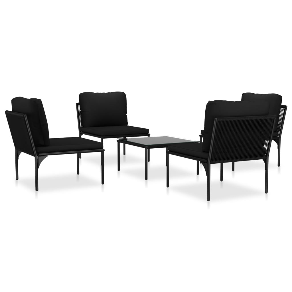haveloungesæt 5 dele med hynder PVC sort