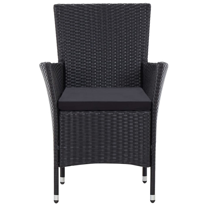 udendørs spisebordssæt 9 dele polyrattan sort