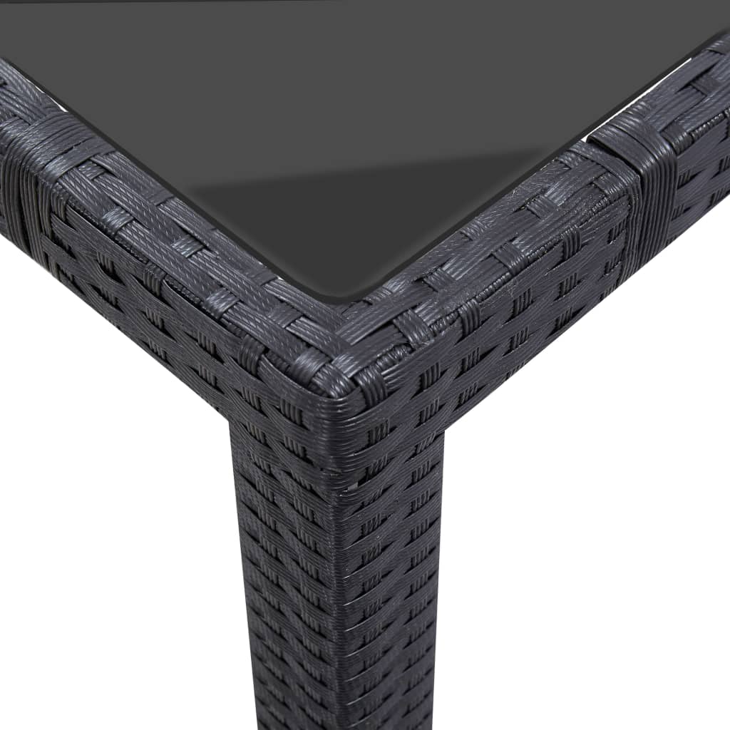 udendørs spisebordssæt 9 dele polyrattan sort