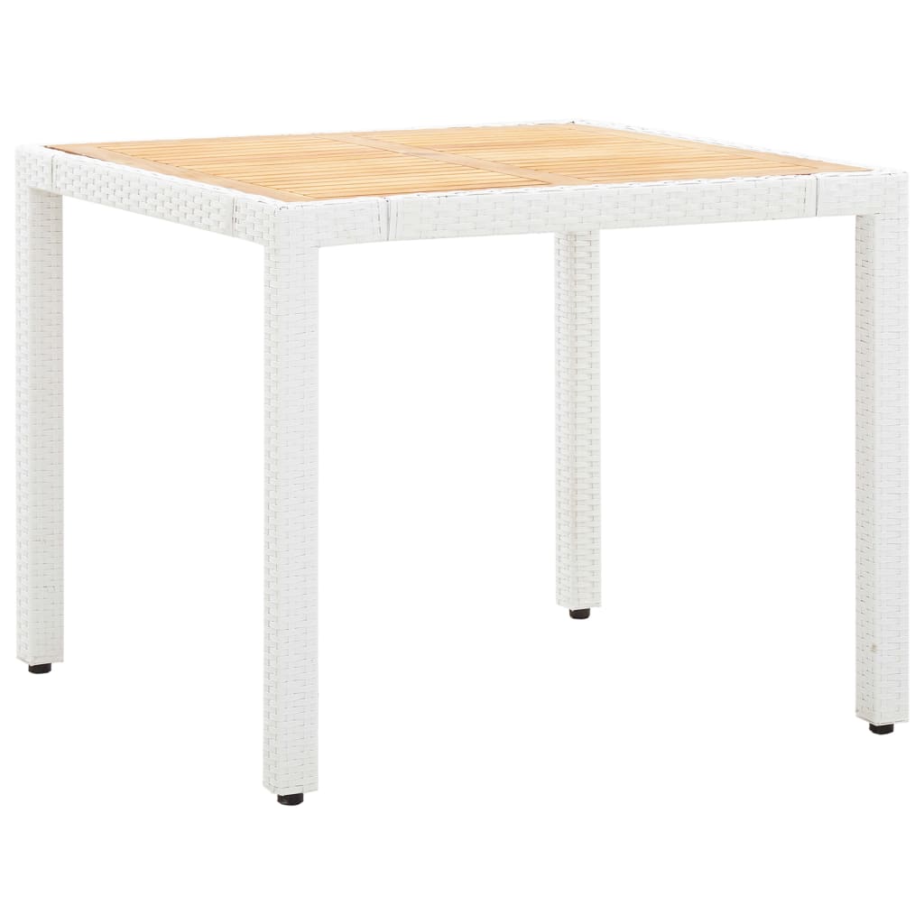udendørs spisebordssæt 5 dele polyrattan hvid