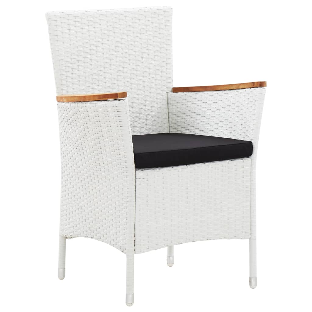 udendørs spisebordssæt 5 dele polyrattan hvid