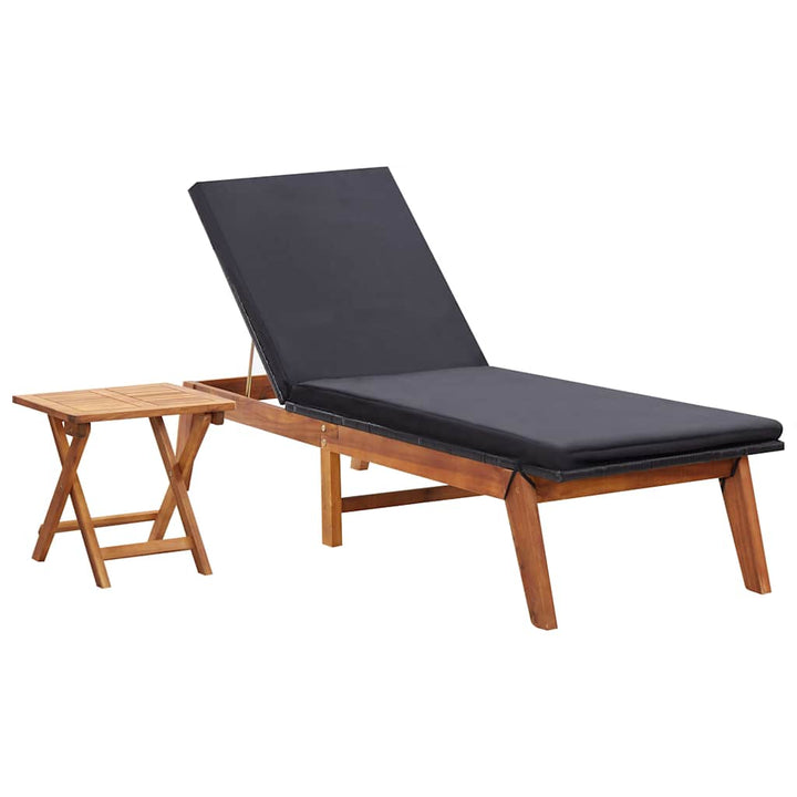 liggestol med bord polyrattan og massivt akacietræ