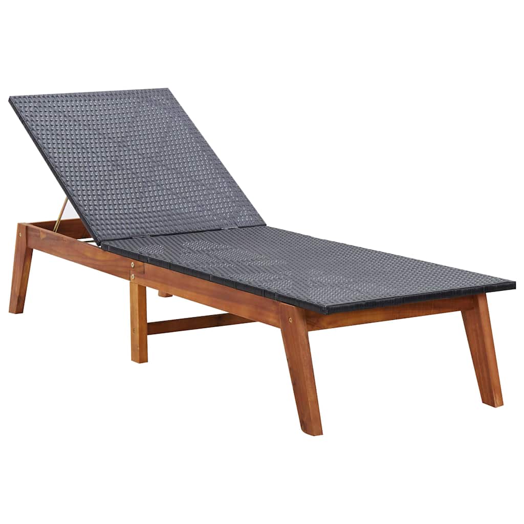 liggestol med bord polyrattan og massivt akacietræ
