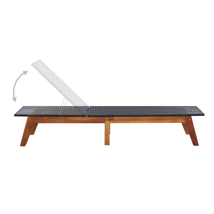 liggestol med bord polyrattan og massivt akacietræ