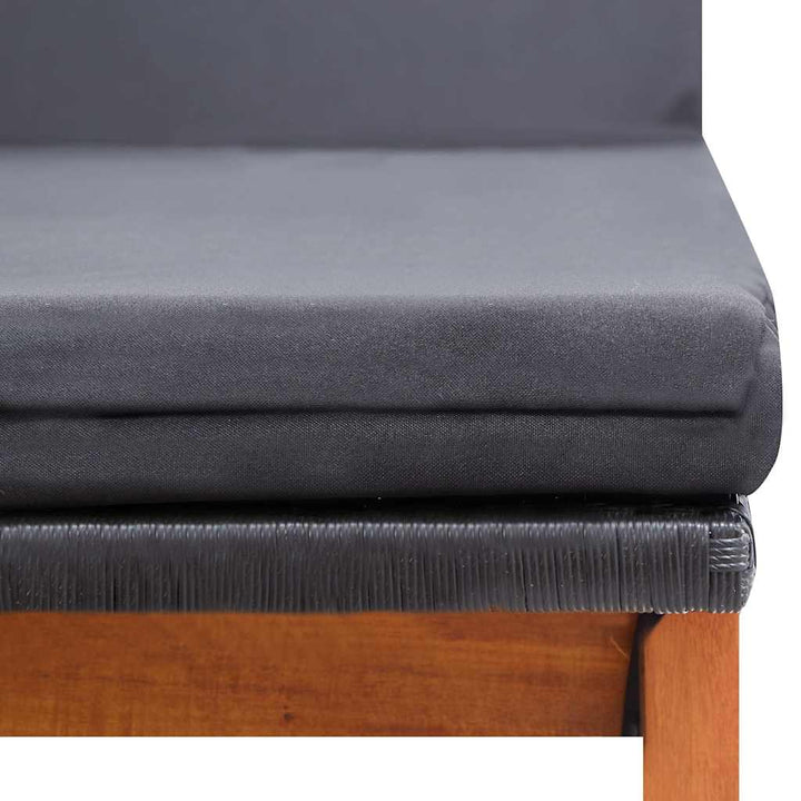 liggestol med bord polyrattan og massivt akacietræ