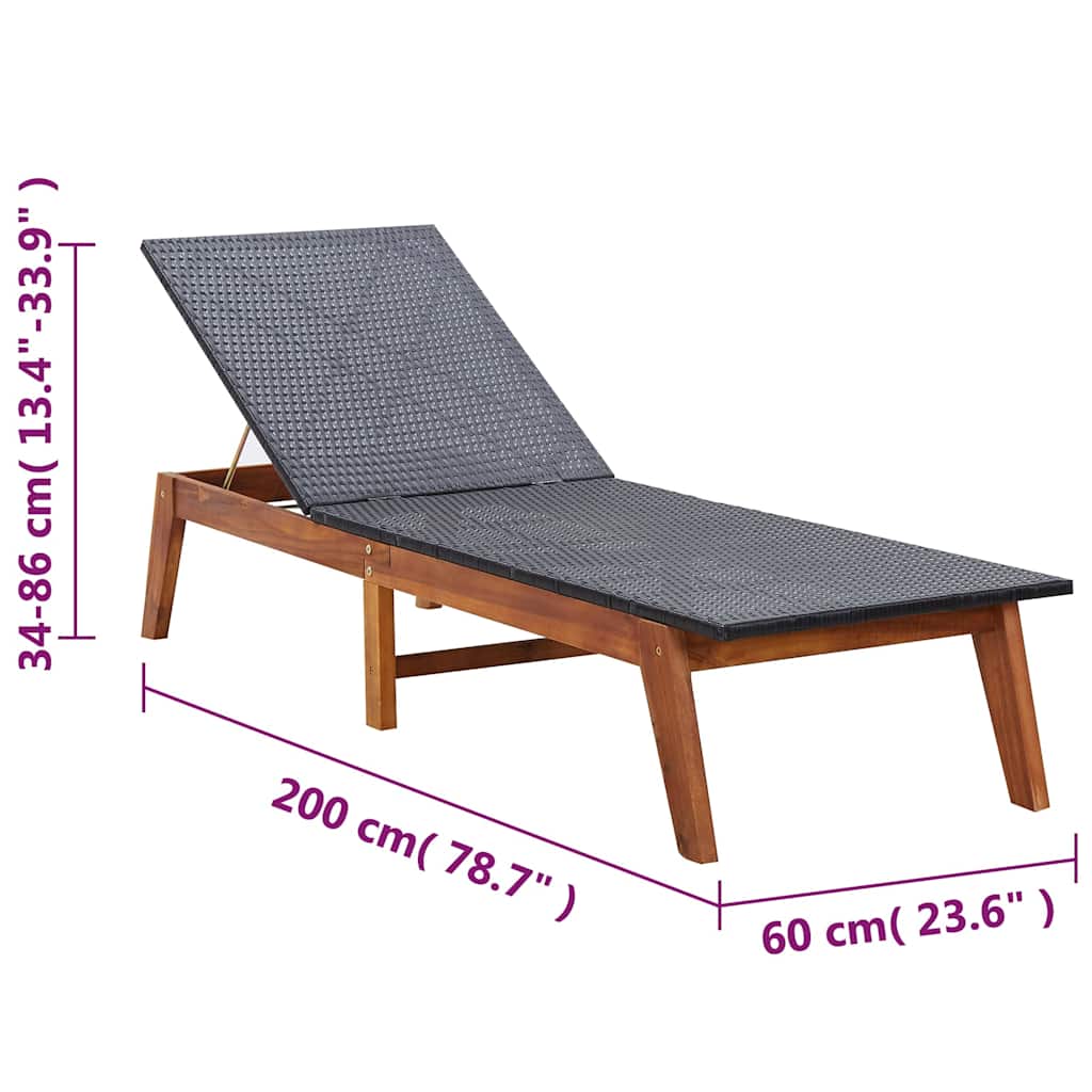 liggestol med bord polyrattan og massivt akacietræ
