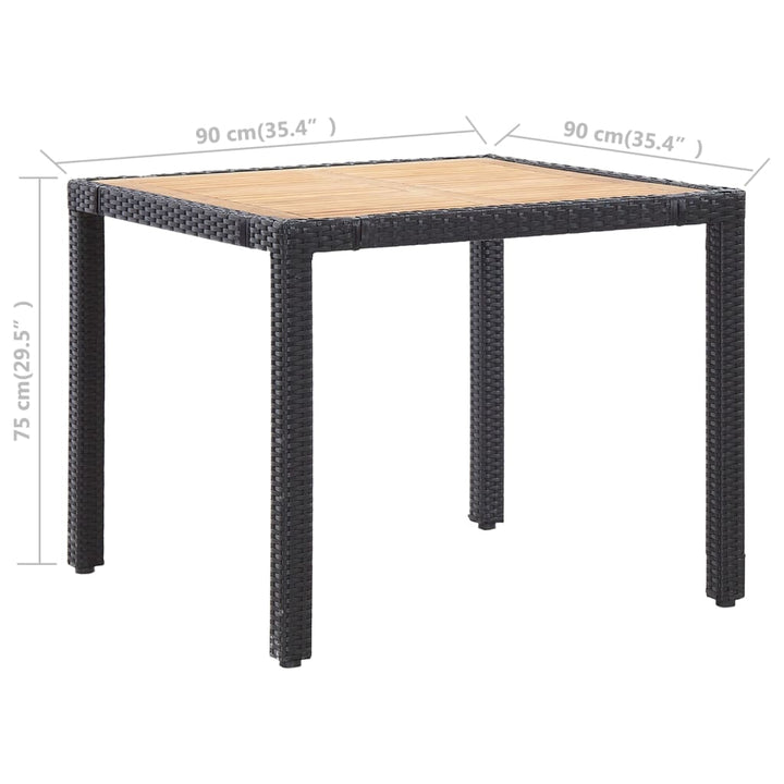udendørs spisebordssæt 5 dele med hynder polyrattan sort