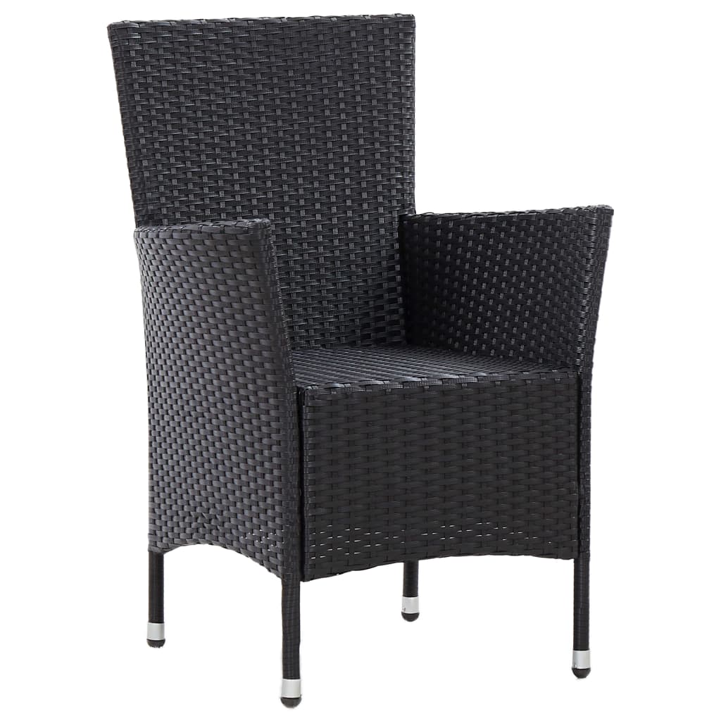 udendørs spisebordssæt 5 dele med hynder polyrattan sort