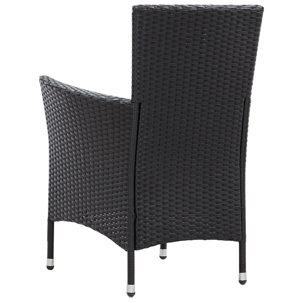 udendørs spisebordssæt 5 dele med hynder polyrattan sort
