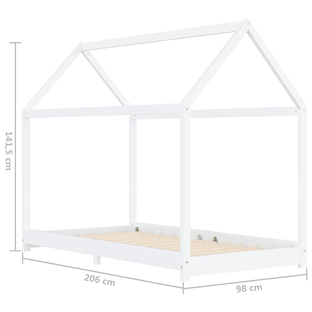 sengestel til børneseng 90 x 200 cm massivt fyrretræ hvid