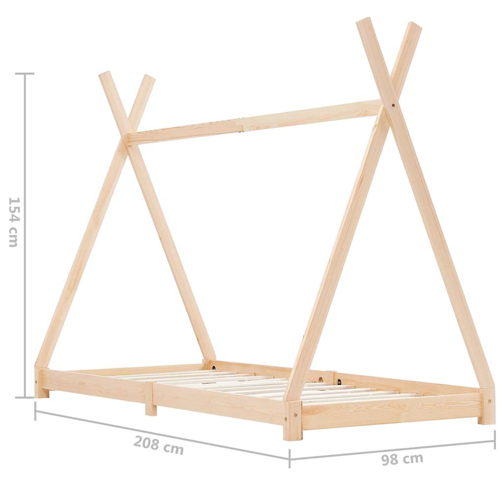sengestel til børneseng 90 x 200 cm massivt fyrretræ