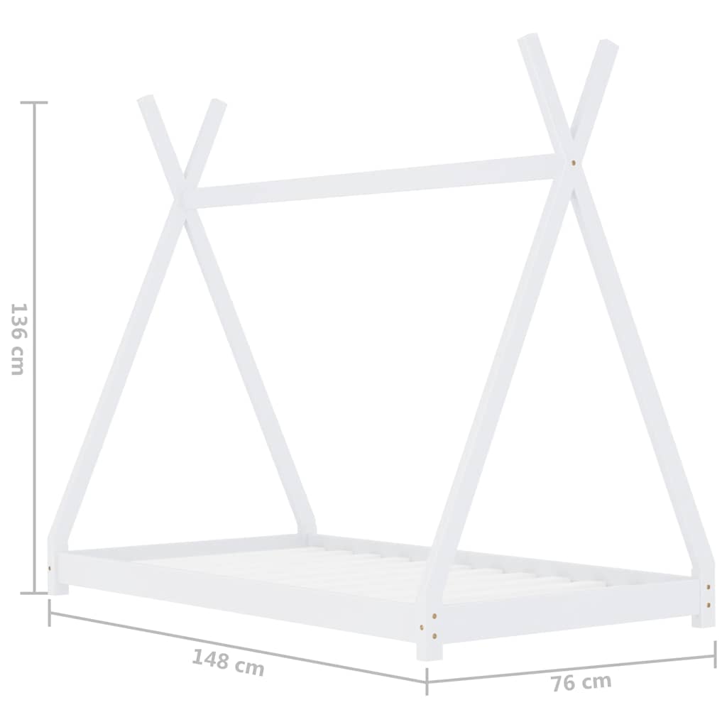 sengestel til børneseng 70 x 140 cm massivt fyrretræ hvid