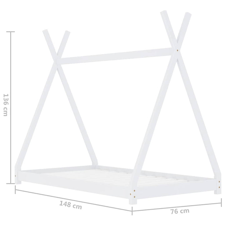 sengestel til børneseng 70 x 140 cm massivt fyrretræ hvid