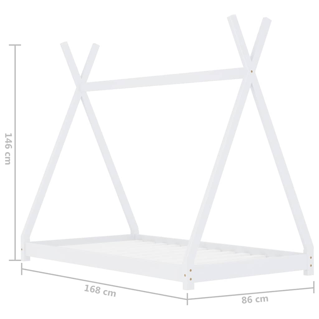 sengestel til børneseng 80 x 160 cm massivt fyrretræ hvid