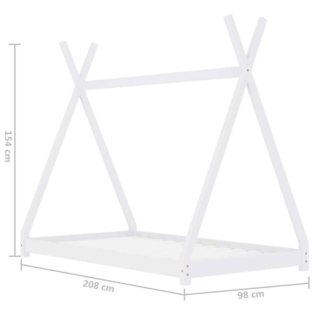 sengestel til børneseng 90 x 200 cm massivt fyrretræ hvid