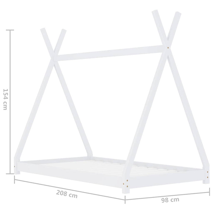 sengestel til børneseng 90 x 200 cm massivt fyrretræ hvid