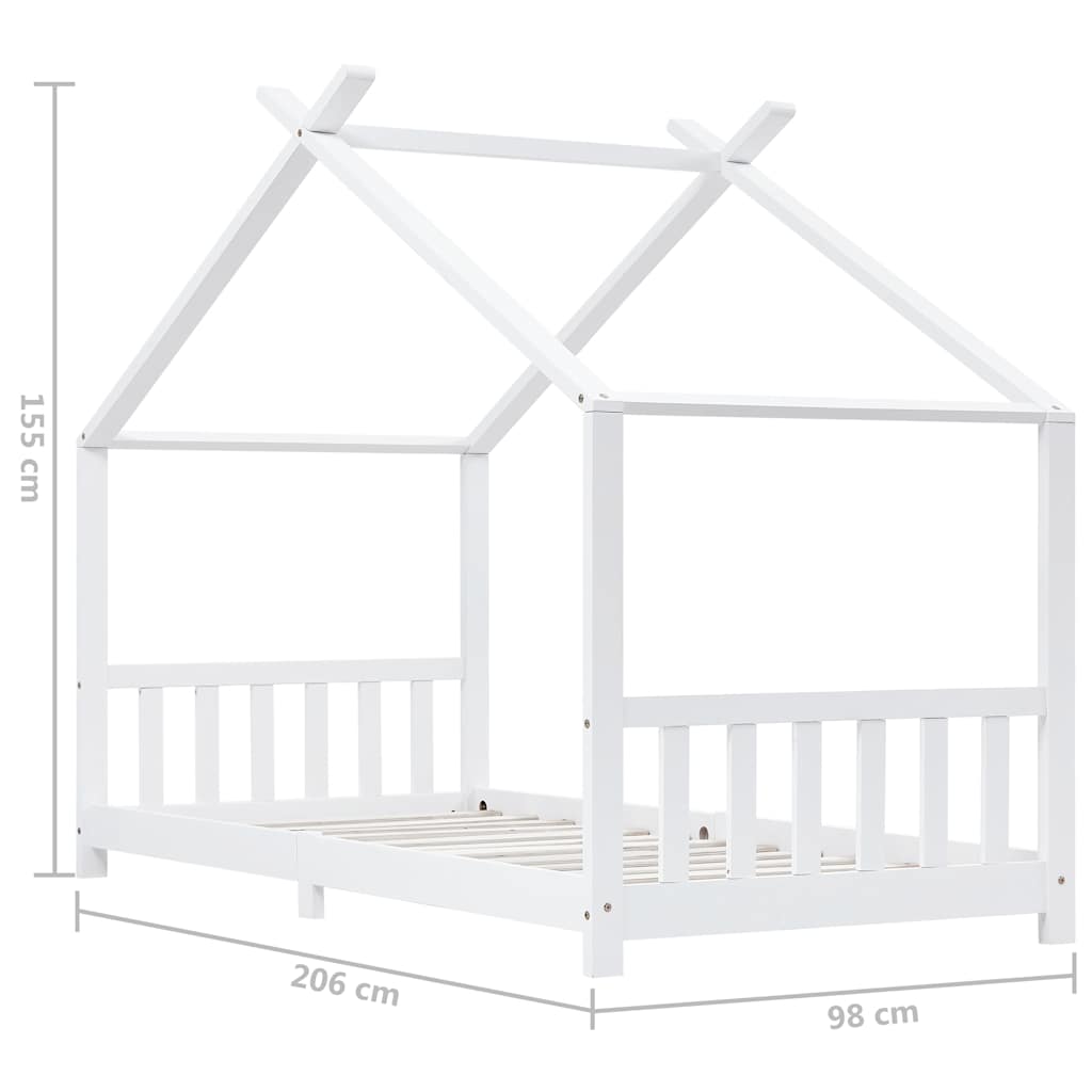 sengestel til børneseng 90 x 200 cm massivt fyrretræ hvid