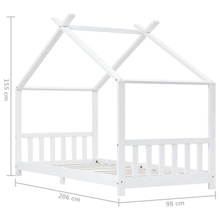 sengestel til børneseng 90 x 200 cm massivt fyrretræ hvid