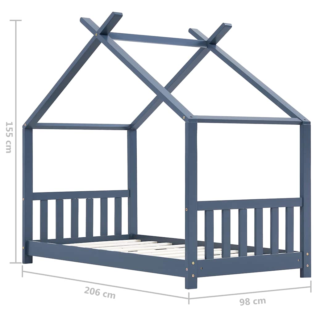 sengestel til børneseng 90 x 200 cm massivt fyrretræ grå