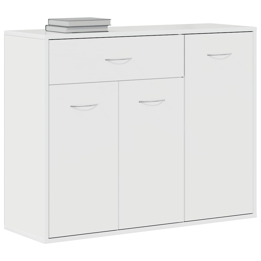 skænk 88x30x70 cm konstrueret træ hvid højglans