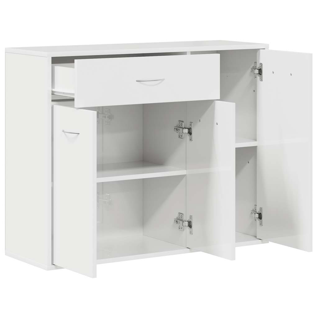skænk 88x30x70 cm konstrueret træ hvid højglans