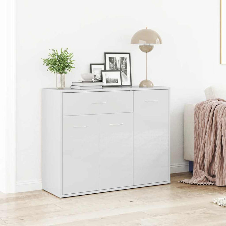 skænk 88x30x70 cm konstrueret træ hvid højglans