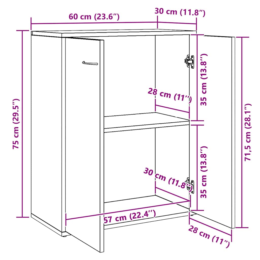 skænk 60x30x75 cm konstrueret træ sort