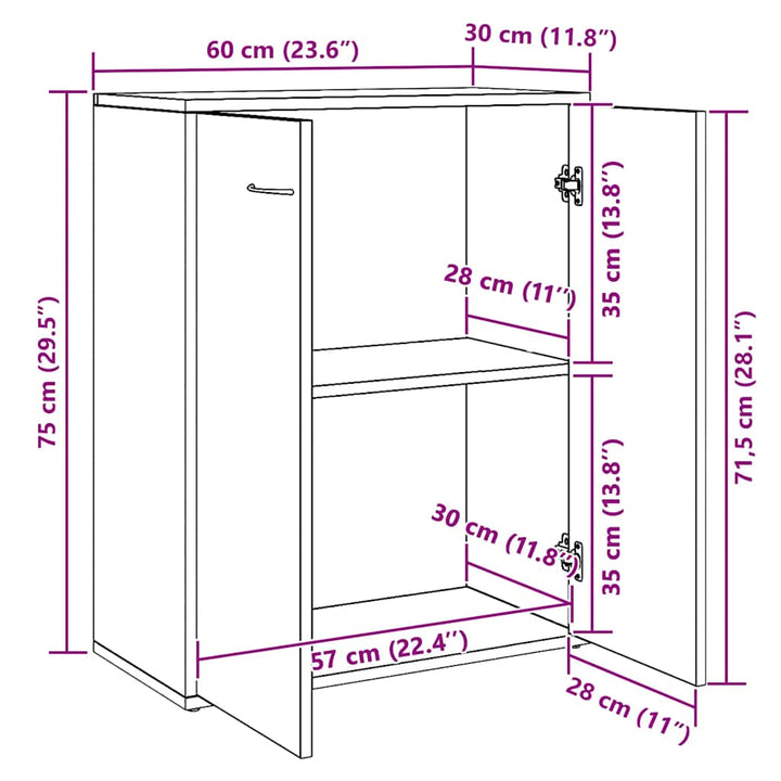 skænk 60x30x75 cm konstrueret træ sonoma-eg