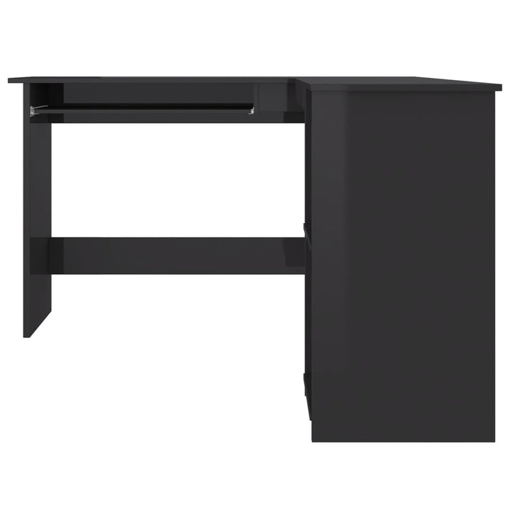 L-formet skrivebord 120x140x75 cm konstrueret træ sort højglans