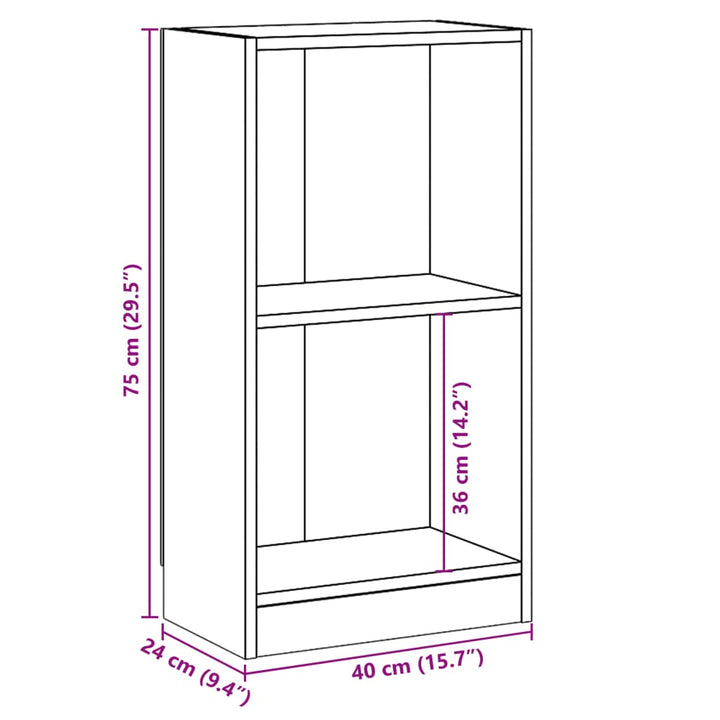 bogreol 40 x 24 x 75 cm spånplade sonoma-eg