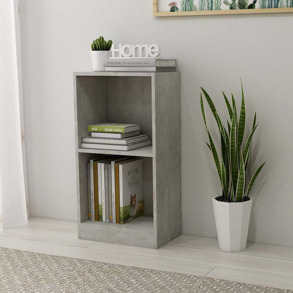 bogreol 40x24x75 cm konstrueret træ betongrå