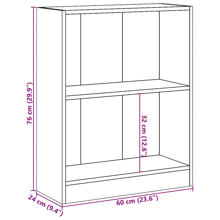 bogreol 60x24x76 cm konstrueret træ hvid
