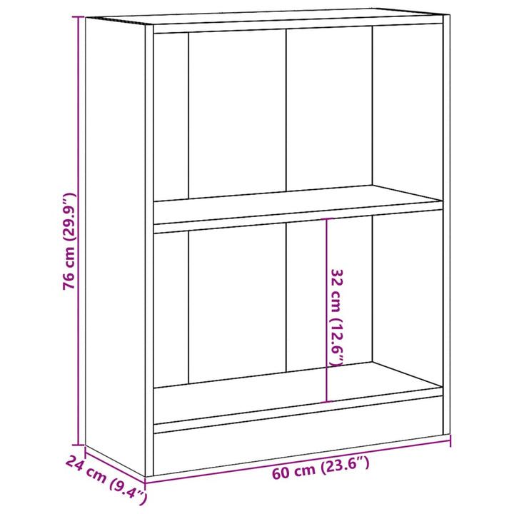 bogreol 60x24x76 cm konstrueret træ sort