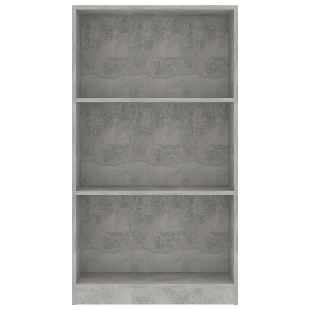 bogreol med 3 hylder 60x24x109 cm konstrueret træ betongrå