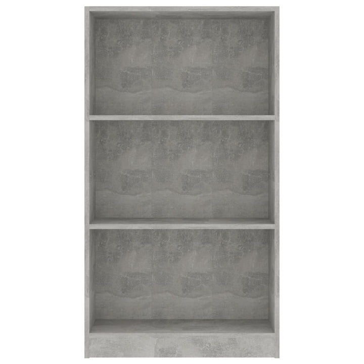 bogreol med 3 hylder 60x24x109 cm konstrueret træ betongrå