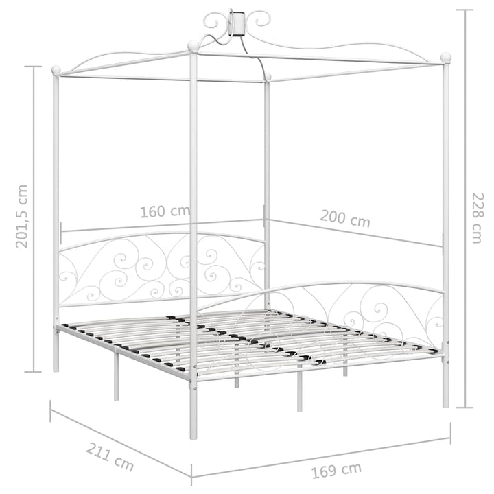 sengestel til himmelseng 160 x 200 cm metal hvid