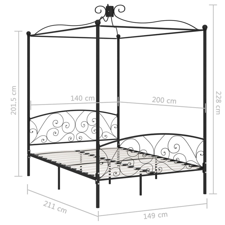 sengestel til himmelseng 140 x 200 cm metal sort