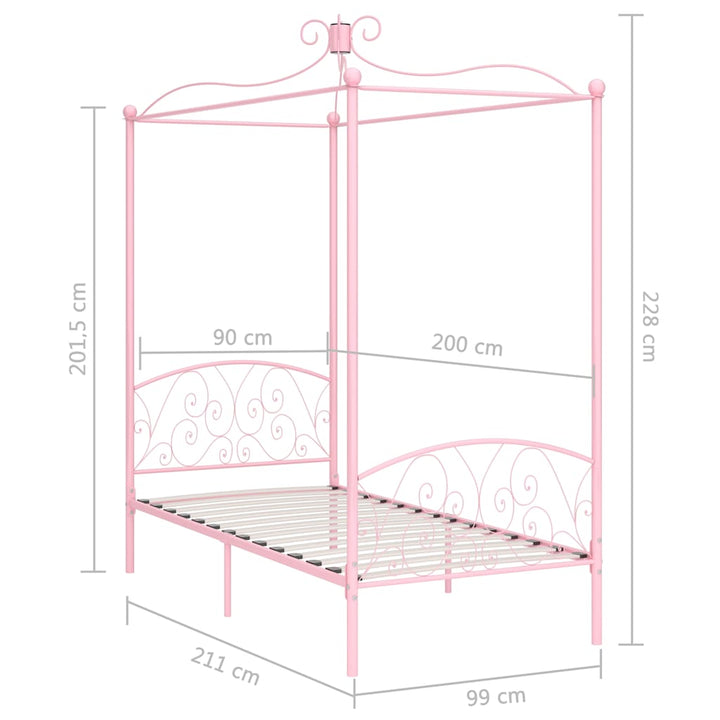 sengestel til himmelseng 90 x 200 cm metal pink