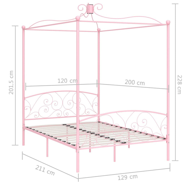 sengestel til himmelseng 120 x 200 cm metal pink
