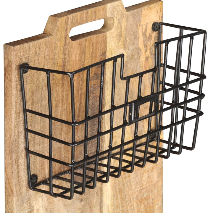 væghængt magasinholder 33x10x67 cm massivt ru mangotræ