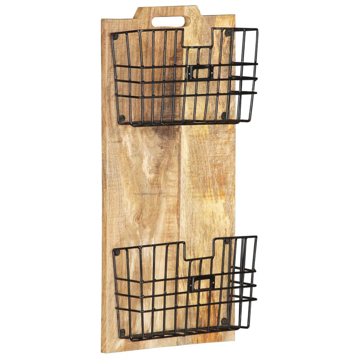 væghængt magasinholder 33x10x67 cm massivt ru mangotræ