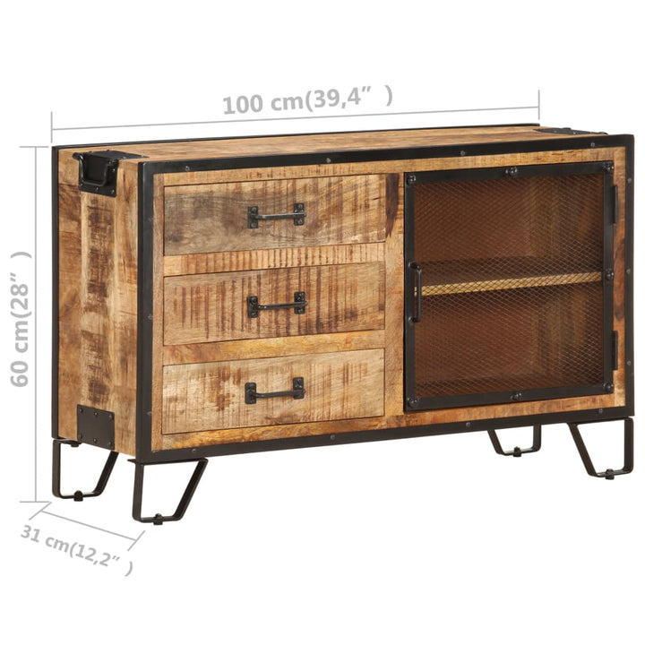 skænk 100x31x60 cm massivt ru mangotræ