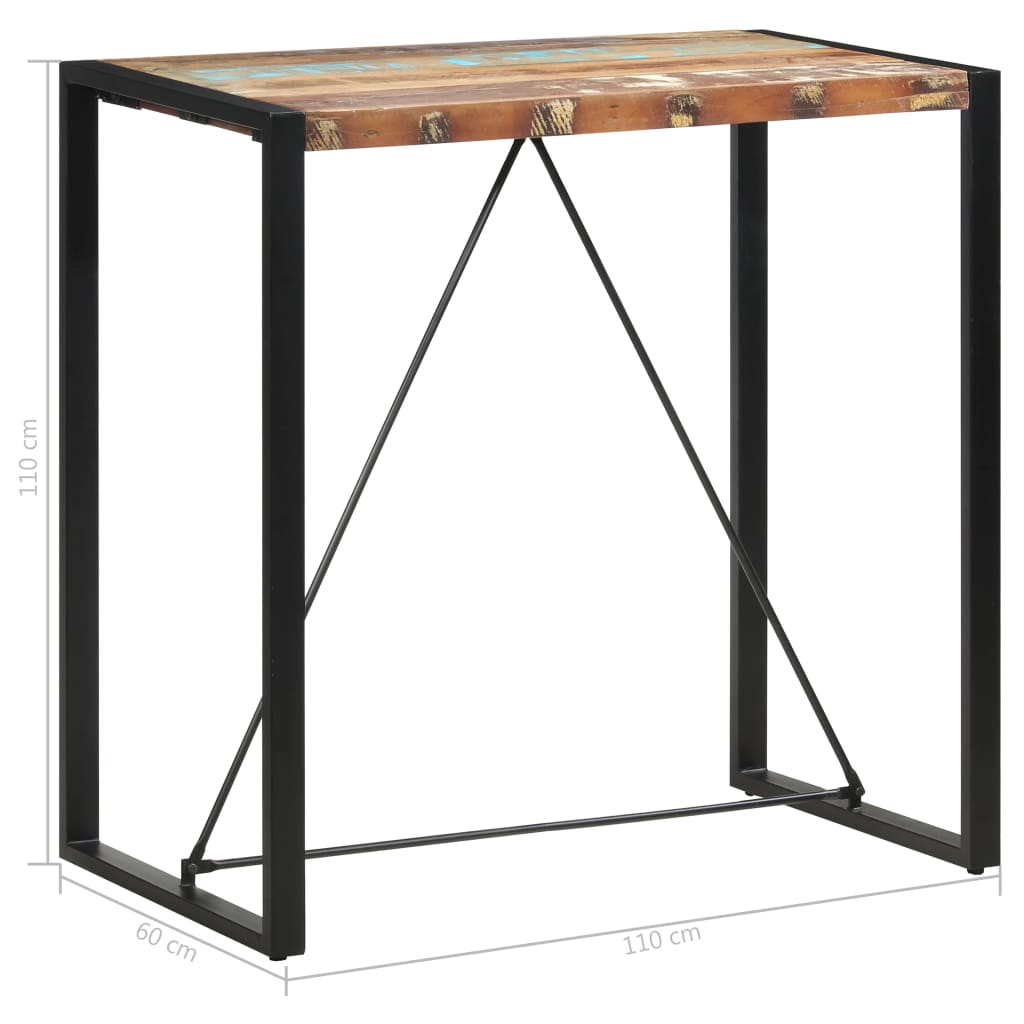 barbord 110 x 60 x 110 cm massivt genbrugstræ